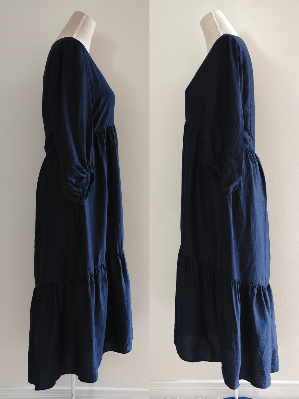 Like New Club Monaco Easy Midi Tiered Dress In Navy - Picture 7 of 16
